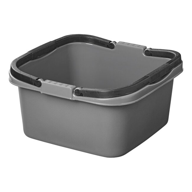 ProPlus Vierkante emmer - 13 liter - Grijs met zwarte handvaten - 35 x 35 x 18 cm