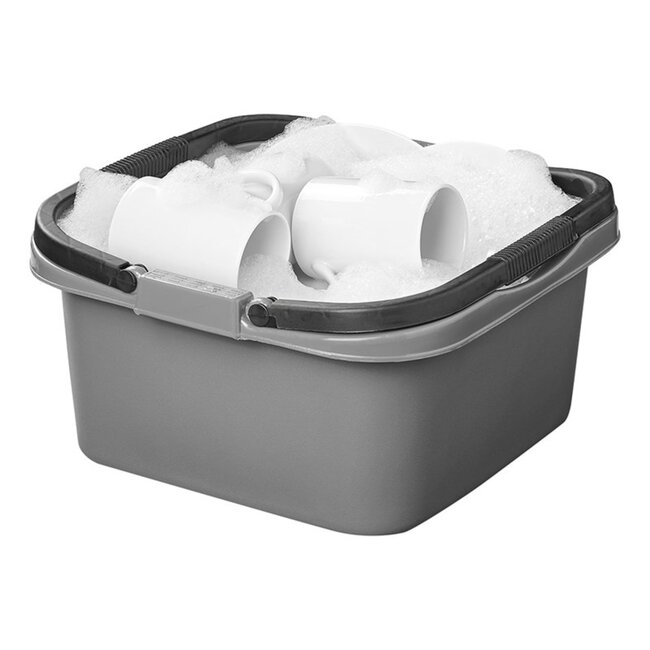 ProPlus Vierkante emmer - 13 liter - Grijs met zwarte handvaten - 35 x 35 x 18 cm