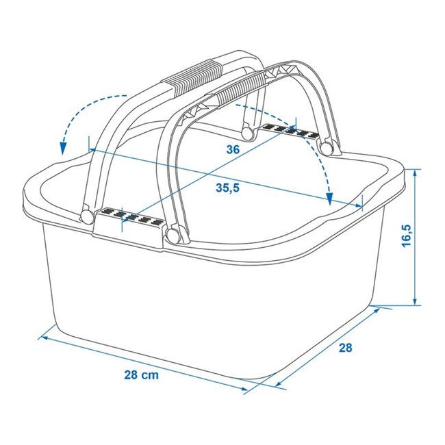 ProPlus Vierkante emmer - 13 liter - Grijs met zwarte handvaten - 35 x 35 x 18 cm
