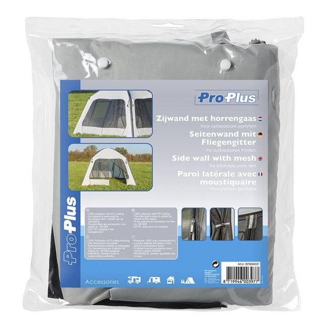 ProPlus Zijwand met horrengaas - Bescherming tegen insecten - 150D polyester - PU coating - Eenvoudige ritssluiting