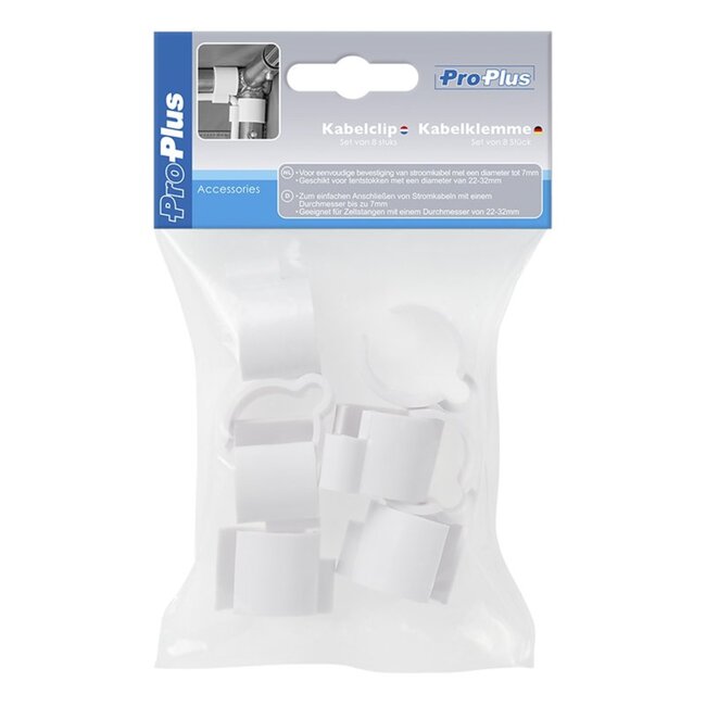 ProPlus Kabelclip set - kunststof - voor buizen Ø 22-32 mm - wit - 8 stuks