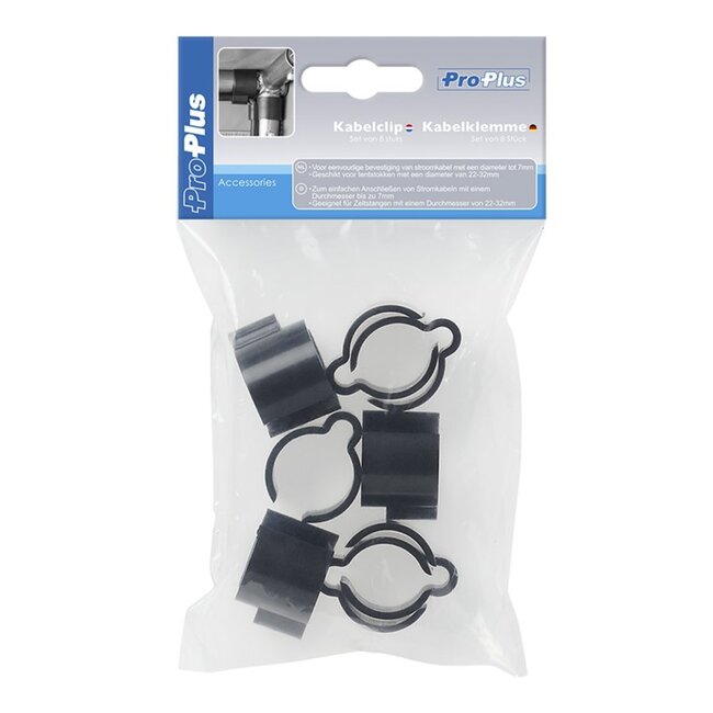 ProPlus Kabelclip set - kunststof - voor buizen Ø 22-32 mm - zwart - 8 stuks