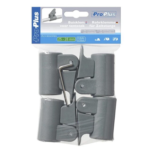 ProPlus Buisklemmen voor tentstokken - snelsluiting - set van 4 - 25-28 mm