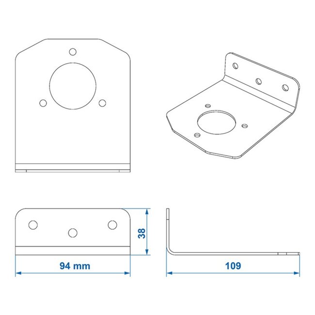 ProPlus Stekkerdooshouder - Metaal - Gehoekt - 9,4 x 10,9 cm - Zwart - Voor 7 en 13-polige Stekkerdoos