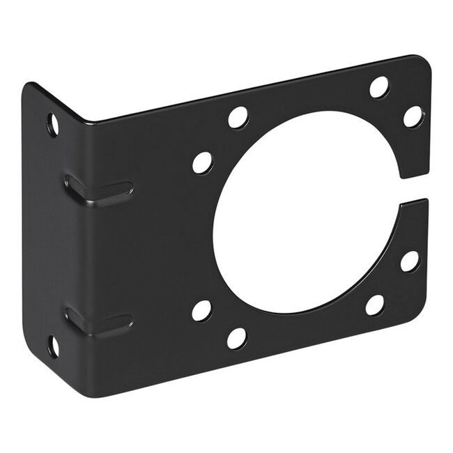 ProPlus Gehoekte stekkerdooshouder - zwart metaal - 9,25 x 7 cm - geschikt voor 7 en 13-polige stekkerdoos