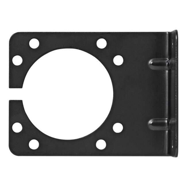 ProPlus Gehoekte stekkerdooshouder - zwart metaal - 9,25 x 7 cm - geschikt voor 7 en 13-polige stekkerdoos