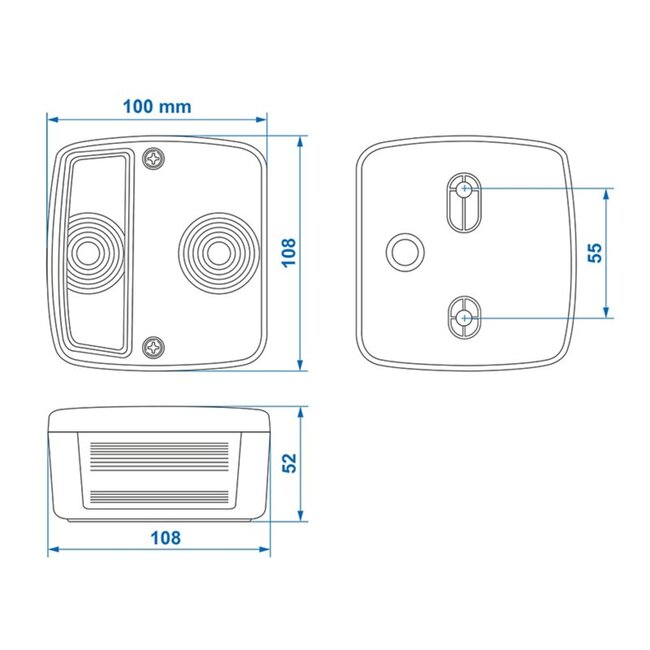 ProPlus Achterlicht aanhanger/caravan - 4 functies - 98 x 104 mm - zonder gloeilampjes