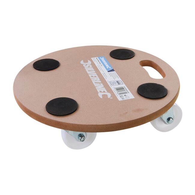 Silverline meubelroller rond - mdf met nylon zwenkwielen - 250 kg draagvermogen - ø38 cm - houtkleur - verhuizen en transport