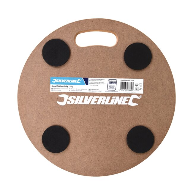 Silverline meubelroller rond - mdf met nylon zwenkwielen - 250 kg draagvermogen - ø38 cm - houtkleur - verhuizen en transport