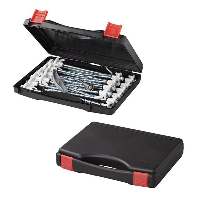 ProPlus Schroefbare tentharingen set - metaal - 20 cm - 20 stuks met adapter en haringtrekker