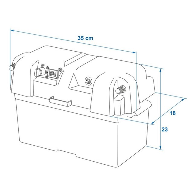 ProPlus Batterijbox - USB en 12V aansluitingen - Voltmeter - Zuurbestendig - 35x18x23 cm