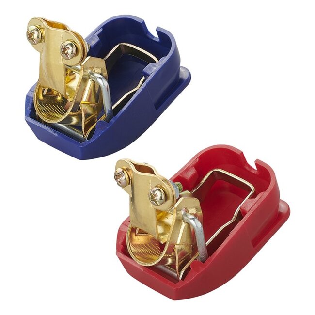 ProPlus Accupoolklemmen set - Snelsluiting - DIN - Messing - Kunststof - Ø 16-18 mm - Blauw/Rood