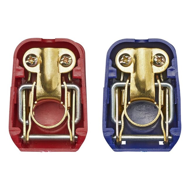 ProPlus Accupoolklemmen set - Snelsluiting - DIN - Messing - Kunststof - Ø 16-18 mm - Blauw/Rood