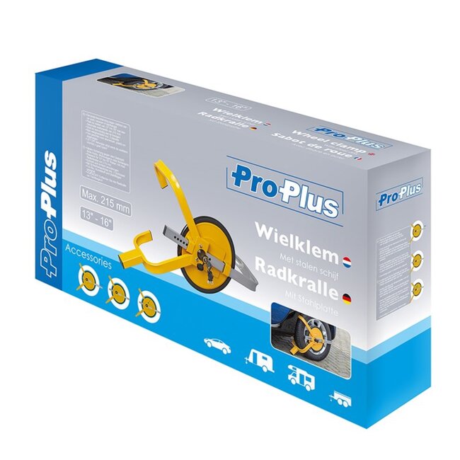 ProPlus Wielklem - 13 t/m 16 inch - Stalen schijf - Veiligheidsslot - Inclusief 3 sleutels