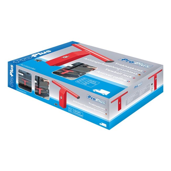 ProPlus Anti-inbraak trekhaakslot - rood - 41 x 25,7 x 12 cm - inclusief 2 sleutels