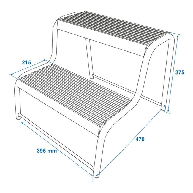 ProPlus Opstapje - 2 treden - antislip - extra brede voeten - zwart - 470 x 395 x 375 mm