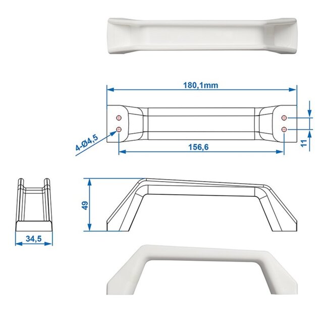ProPlus Rangeergreep - Kunststof - 18 cm - Wit - Set van 2