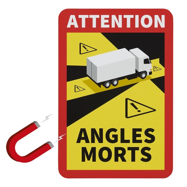 Pro Plus Magneetsticker - "Attention Angles Morts " - 17 x 25 cm - t.b.v. Dodehoek Vrachtwagen