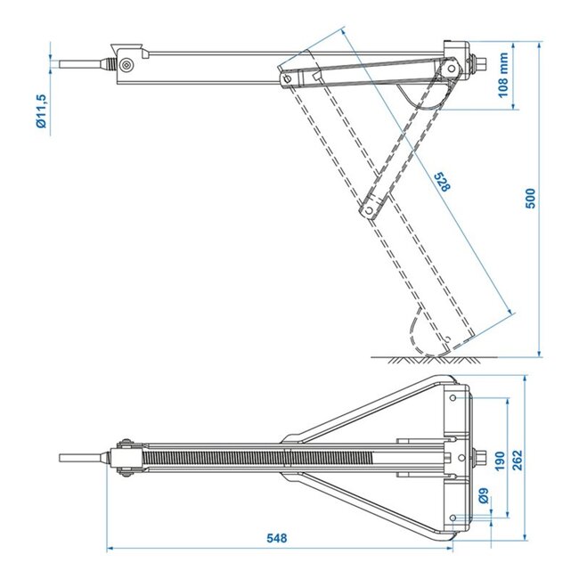 ProPlus Compacte caravanhoeksteun - 800 kg draagvermogen - verzinkt staal - 605 x 260 x 500 mm
