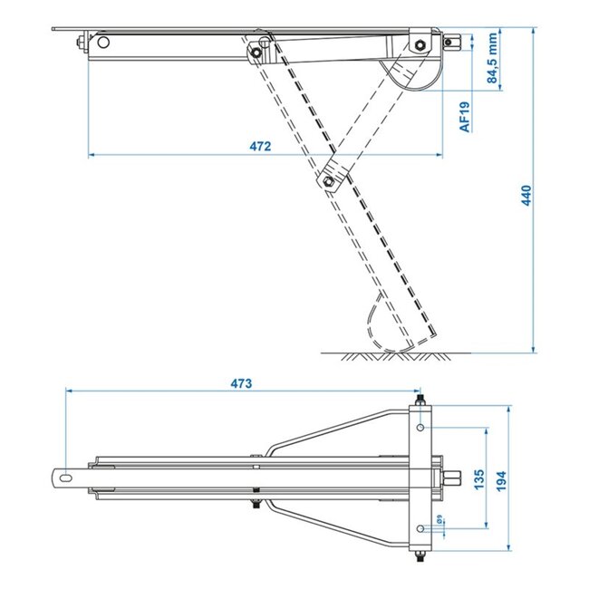 ProPlus Compacte caravanhoeksteun - 500 kg draagvermogen - verzinkt staal - 460 x 195 mm