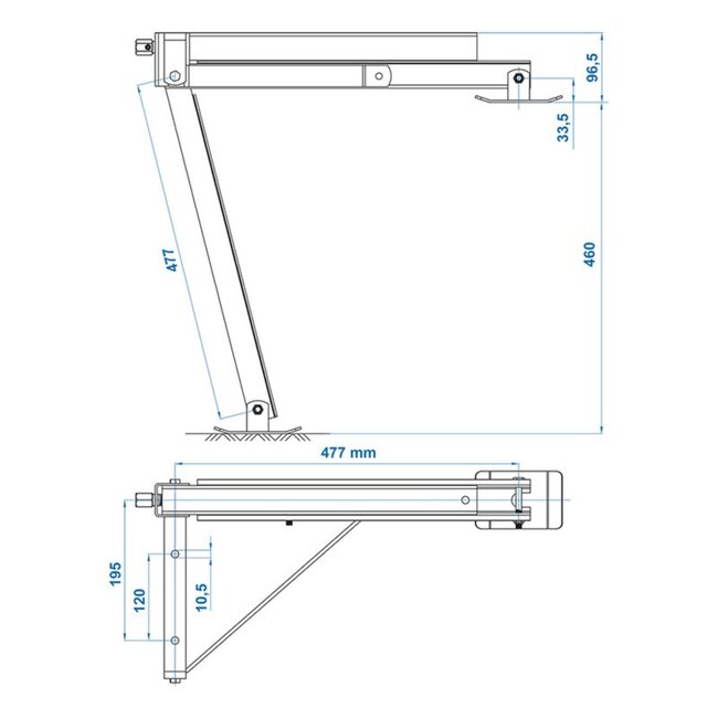 ProPlus Caravanhoeksteun - Compact - Kantelbare voet - 600 kg draagvermogen - Rechtsvoor en linksachter