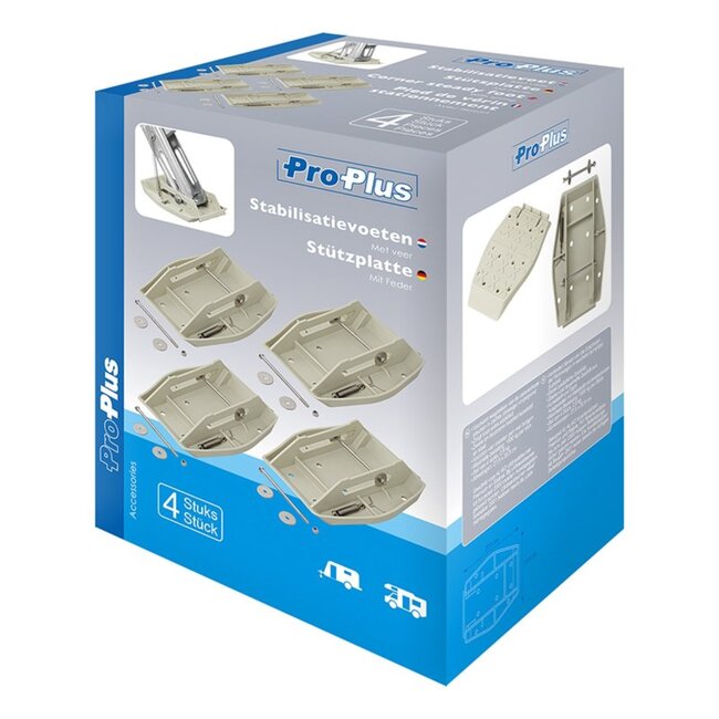 ProPlus Stabilisatievoeten met veer - 27,5 x 20,5 cm - set van 4 - zware kunststof en staal - max. 1500 kg