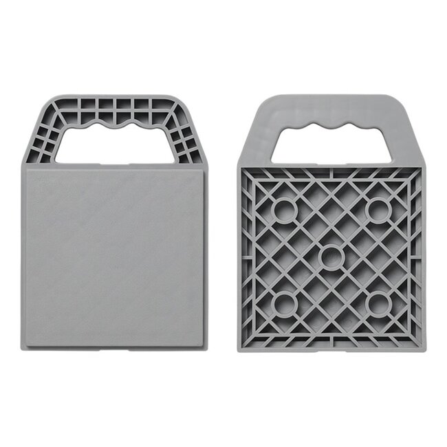 ProPlus Onderlegplaten met handvat - stapelbaar - set van 4 - lichtgewicht kunststof - 23x17x2,1 cm - grijs