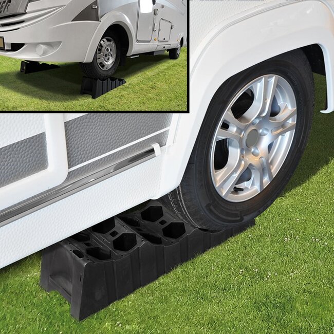 ProPlus Oprijblok XL - 3 niveaus - UV bescherming - 2 stuks - zwart