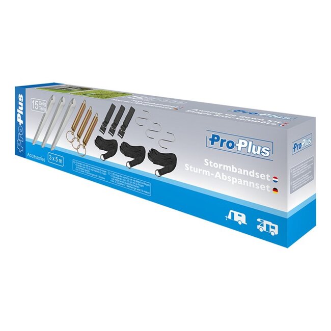 ProPlus Stormbandset met spanvering - verstelbaar - 510 cm - 15-delig