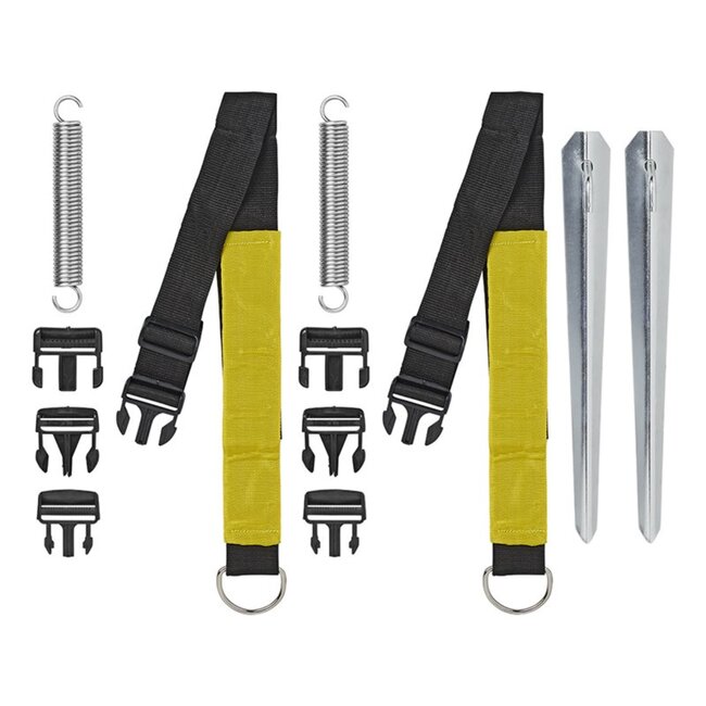 ProPlus Stormbandset - 4 clips - waarschuwingsstrook - 2 spanbanden 300 cm - 12-delig