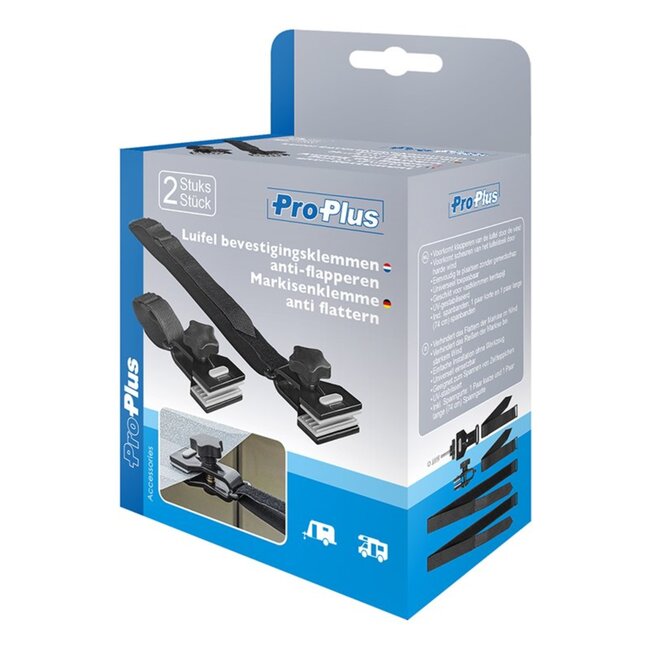 ProPlus Anti-klapper luifelklemmen - zwart - set van 2 - universeel toepasbaar