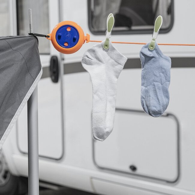 ProPlus Oprolbare waslijn - 8 meter - oranje - ideaal voor tuin en camping