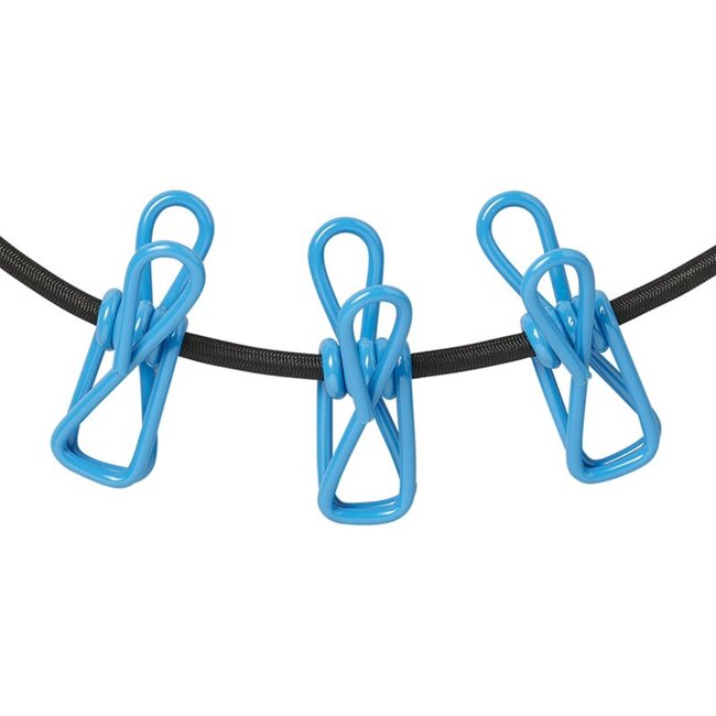 ProPlus Elastische waslijn - 200 tot 330 cm - Inclusief 12 wasknijpers - Zwart/Blauw