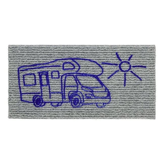 ProPlus Instapmat voor camper - antislip - lichtgrijs met blauwe print - 50 x 25 cm