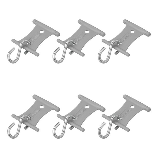 ProPlus Tentrail hangers met S-haak - Ø 5-8 mm - Set van 6 stuks - Grijs/Staal