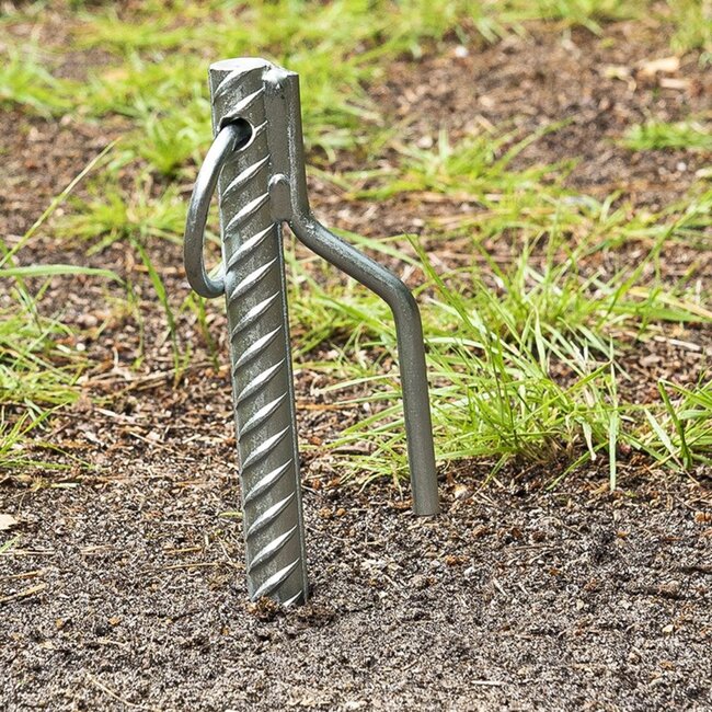 ProPlus Grondpen met haak en ring - staal - 41 cm - voor harde ondergrond