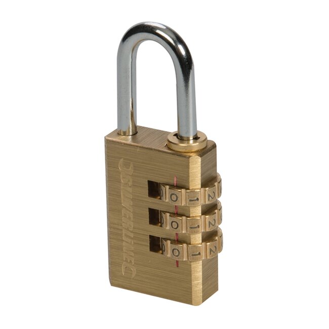 Silverline Messing combinatie hangslot - 3-cijferig - 40 mm - stalen schakel - satijn gepolijst