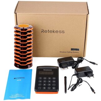 Retekess Horeca oproepsysteem - kunststof - waterdicht IP67, bereik 800 m - schijven 8,0x8,0x1,5 cm - zwart - 10 ontvangers