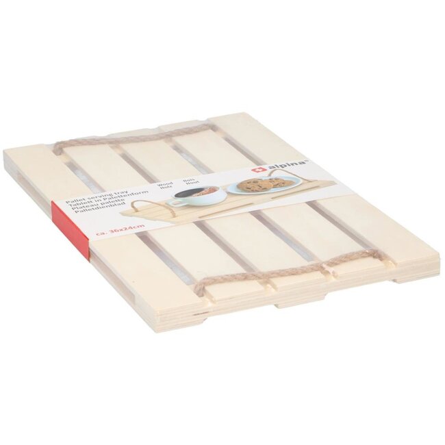 Alpina Houten dienblad met touwgrepen - 36x24 cm - Origineel ontwerp