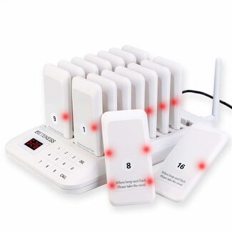 Retekess Gasten oproepsysteem - kunststof - draadloos - 10,6 x 5,2 x 1,1 cm - wit - 16 piepers - horeca - 300 m bereik