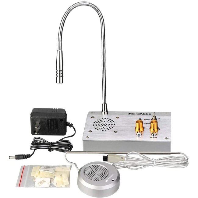 Retekess vensterintercom - aluminium - handenvrije tweewegcommunicatie - 15 x 10 x 5 cm - zilver - 2-delig - voor loketten