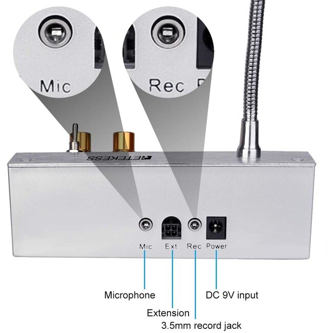 Retekess vensterintercom - aluminium - handenvrije tweewegcommunicatie - 15 x 10 x 5 cm - zilver - 2-delig - voor loketten