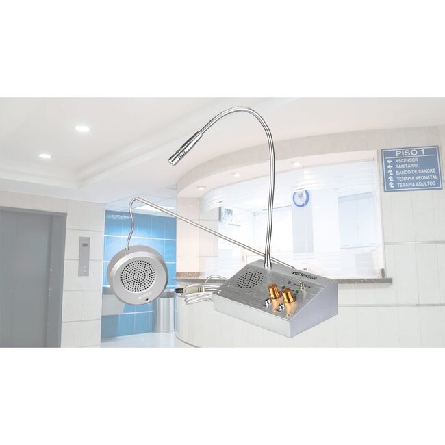 Retekess vensterintercom - aluminium - handenvrije tweewegcommunicatie - 15 x 10 x 5 cm - zilver - 2-delig - voor loketten