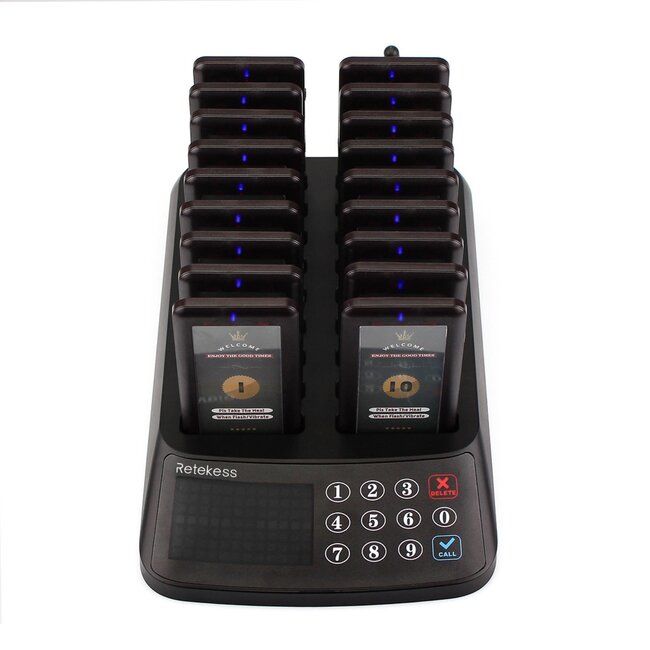 Retekess Draadloos oproepsysteem - ABS - water- en oliebestendig, bereik 1000 m - 28,2x16,0x3,7 cm - 18 ontvangers - horeca