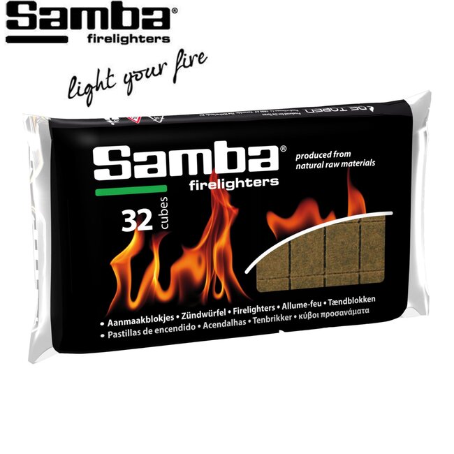 Samba Aanmaakblokjes - plantaardige olie en hout - veilig aansteken - 180 gram - bruin - 32 stuks - barbecue en vuurkorf
