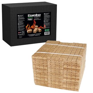 Samba Aanmaakblokjes - plantaardige was - reukloos en milieuvriendelijk - 768 stuks - voor barbecue vuurkorf en open haard