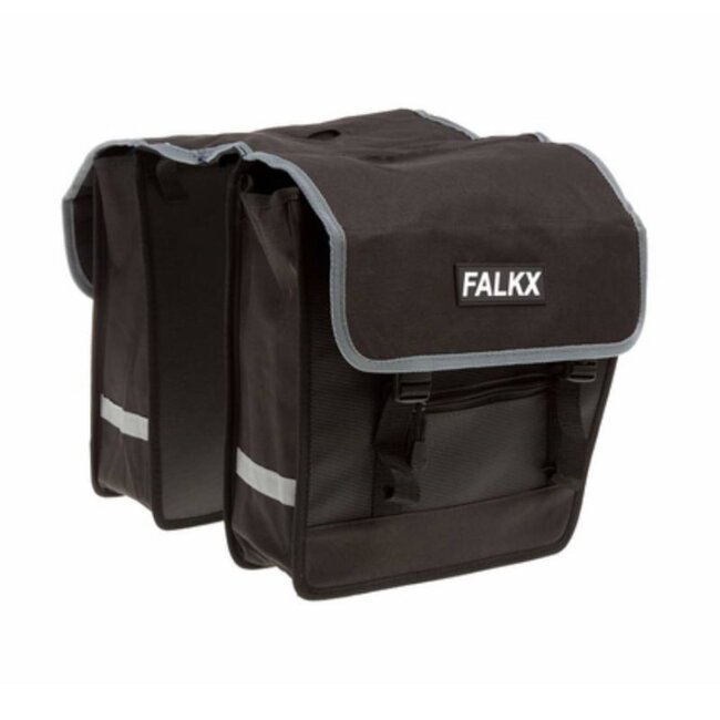 Falkx Dubbele fietstas - 28 liter - zwart - reflecterende strips - versterkte hoeken