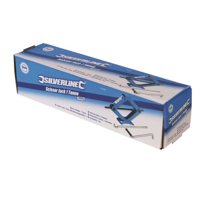 Silverline schaarkrik autokrik - staal - 1 ton draagvermogen, roestbestendig met inklapbaar handvat - 9-32,5 cm - wiel wisselen