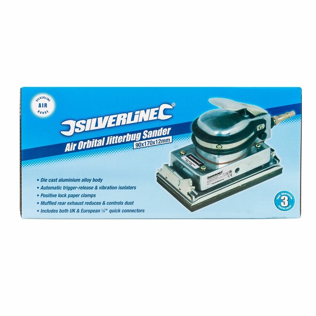 Silverline Excenterschuurmachine pneumatisch - aluminium - 90 x 170 x 12 mm - variabele snelheid - grijs - nauwkeurig schuren