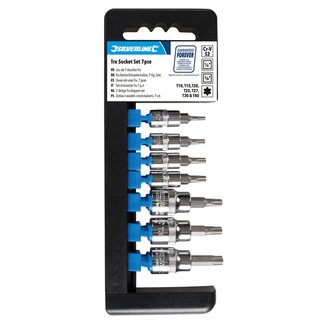 Silverline Torx dopsleutelset - chroom-vanadium - 1/4 en 3/8 inch T10-T40 - zilver - 7-delig - hoge grip - auto en elektronica
